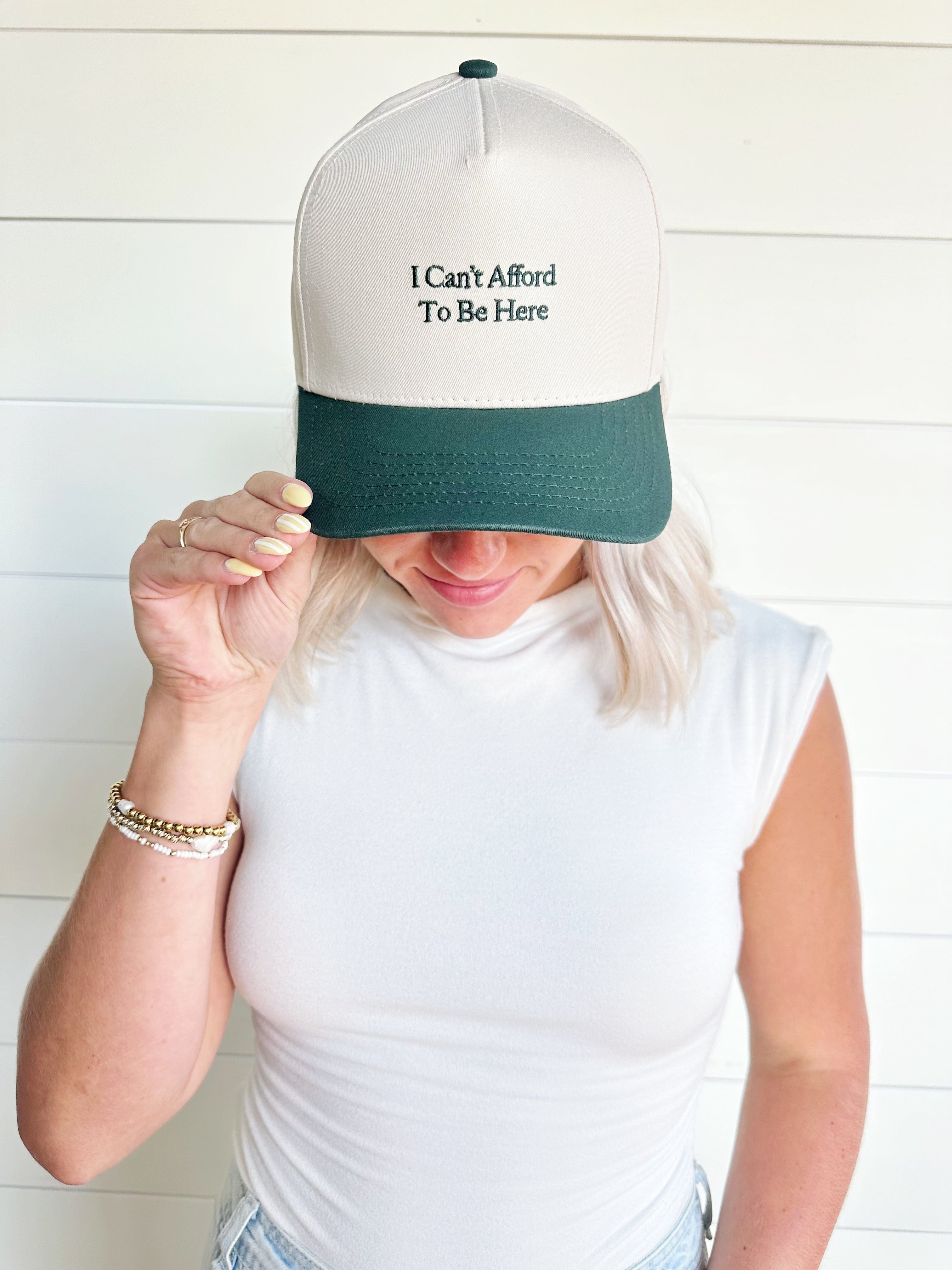 I can't Afford To Be Here Trucker In Green - Infinity Raine