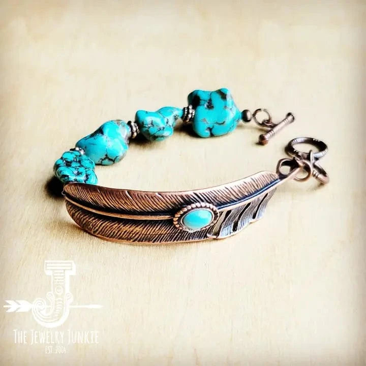 Feather Stone Bracelet In Turquoise - Infinity Raine