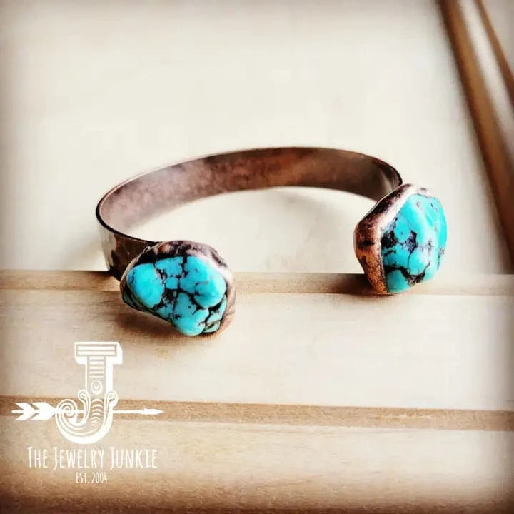 Genuine Natural Turquoise Cuff Bangle Bracelet - Infinity Raine