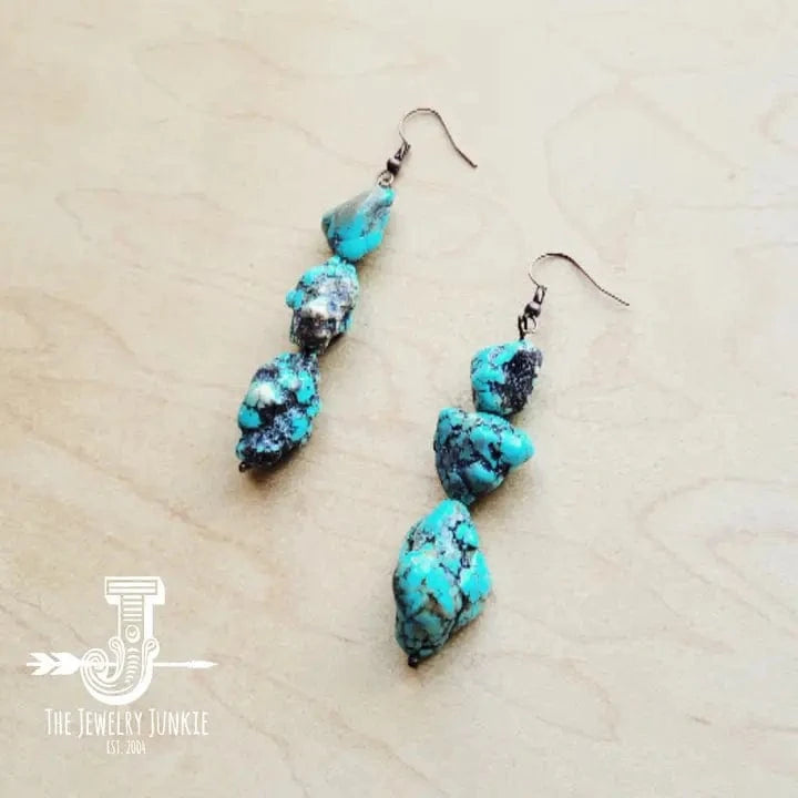 Chunky Beaded Turquoise Stone Earrings - Infinity Raine