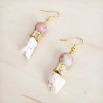 Frosted Sunstone & White Turquoise Drop Earrings In Gold - Infinity Raine