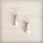 Frosted Sunstone & White Turquoise Drop Earrings In Gold - Infinity Raine