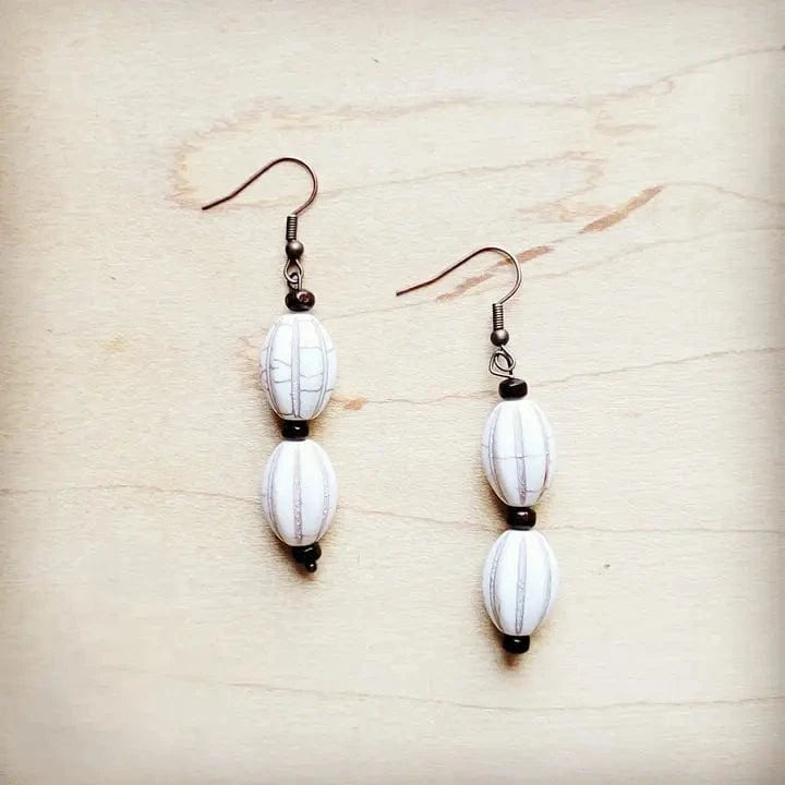 The Jewelry Junkie Jewelry - Earrings Melon Bead Earrings In White Turquoise