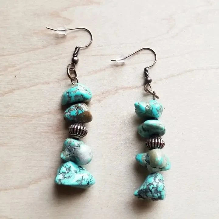 Stacked Turquoise And Copper Earrings - Infinity Raine