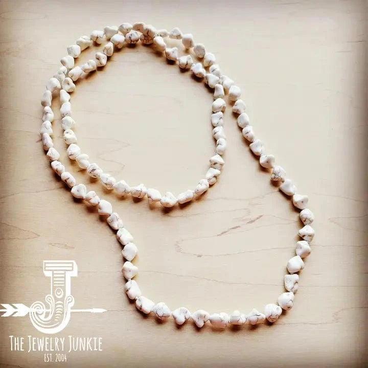 Boho Beaded Layering Necklace In White Turquoise - Infinity Raine