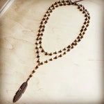 The Jewelry Junkie Jewelry - Necklaces Double Strand Lariat Jasper Feather Necklace 96192758