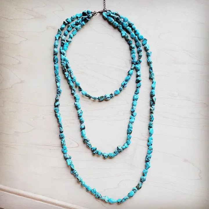 The Jewelry Junkie Jewelry - Necklaces Genuine Blue Turquoise Triple Strand Necklace 41665782