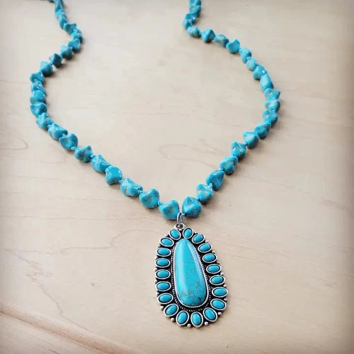 The Jewelry Junkie Jewelry - Necklaces Long Beaded Squash Pendant Necklace In Turquoise 59014902