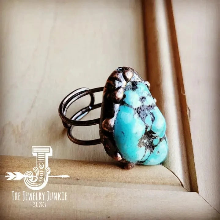 Blue Turquoise Ring In Antique Copper - Infinity Raine