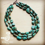 Large Triple Strand Natural Turquoise Copper Necklace - Infinity Raine