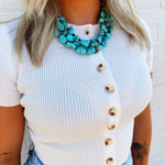 Large Triple Strand Natural Turquoise Copper Necklace - Infinity Raine