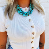 Large Triple Strand Natural Turquoise Copper Necklace - Infinity Raine