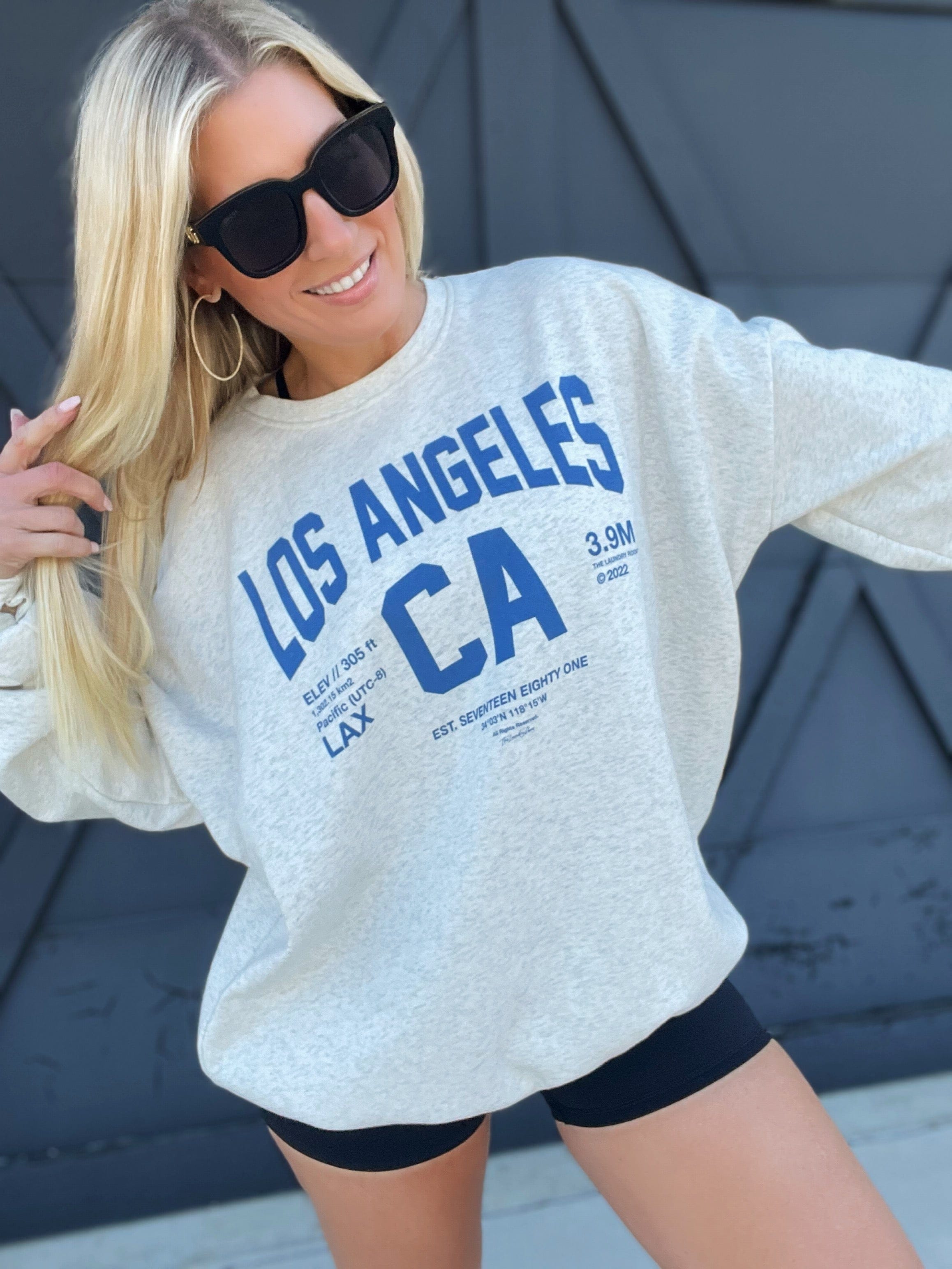 Welcome To Los Angeles Sweatshirt In Pebble Heather - Infinity Raine