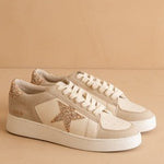 The Liberty - Glitter Star Sneakers In Beige - Infinity Raine