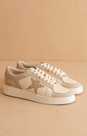The Liberty - Glitter Star Sneakers In Beige - Infinity Raine