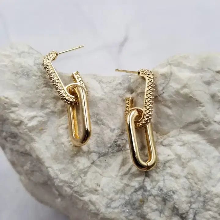 The Pretty Jewellery Jewelry - Earrings Double Geometric Link Earrings In Gold