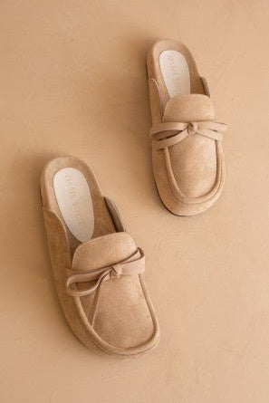 The Stevie - Tie Mule Loafer In Almond - Infinity Raine