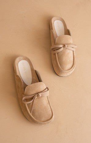 The Stevie - Tie Mule Loafer In Almond - Infinity Raine