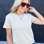 The Willow Sweater Tee In Mulberry In Oatmeal - Infinity Raine