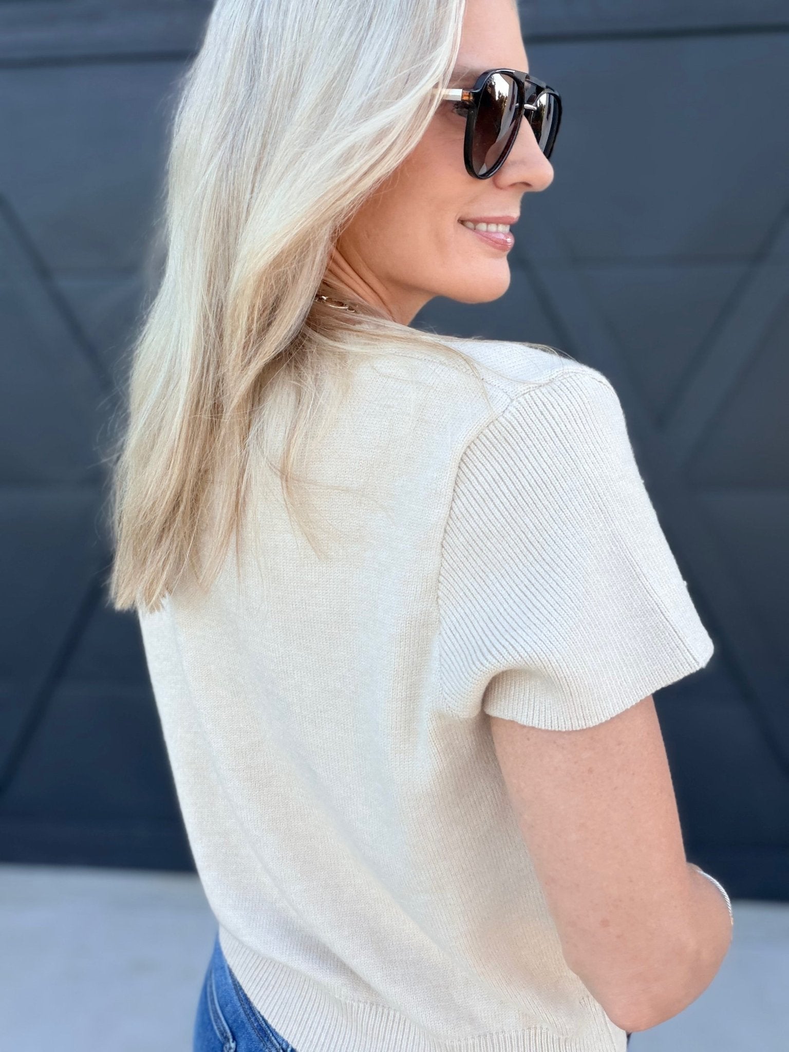 The Willow Sweater Tee In Mulberry In Oatmeal - Infinity Raine