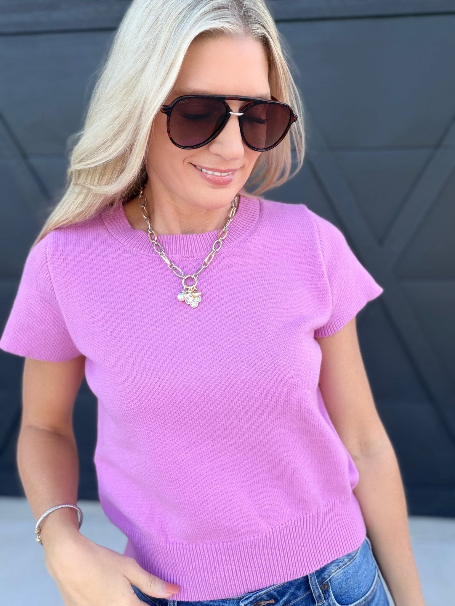 The Willow Sweater Tee In Mulberry Pink - Infinity Raine