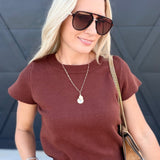 The Willow Sweater Tee In Pecan Brown - Infinity Raine