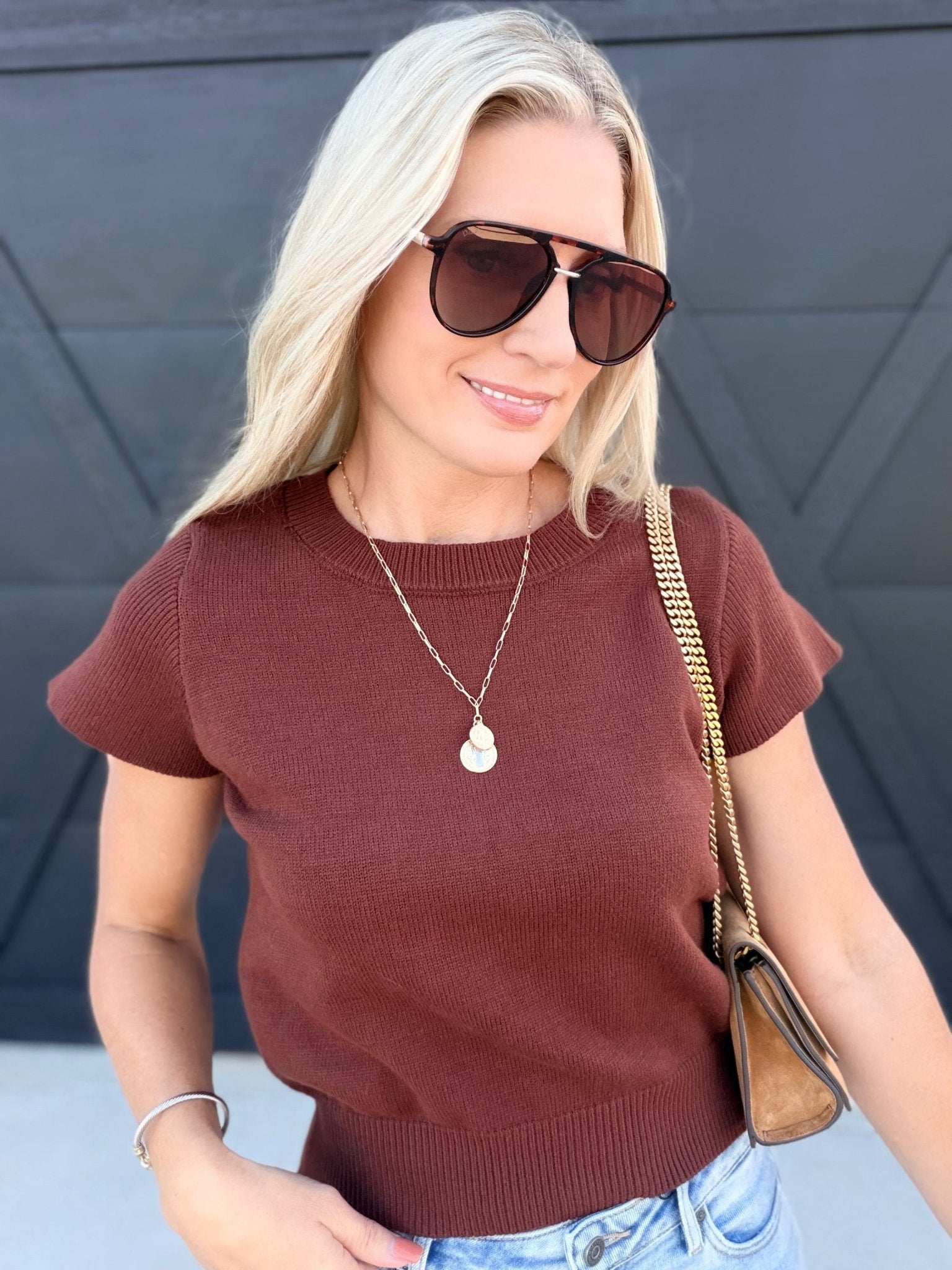 The Willow Sweater Tee In Pecan Brown - Infinity Raine