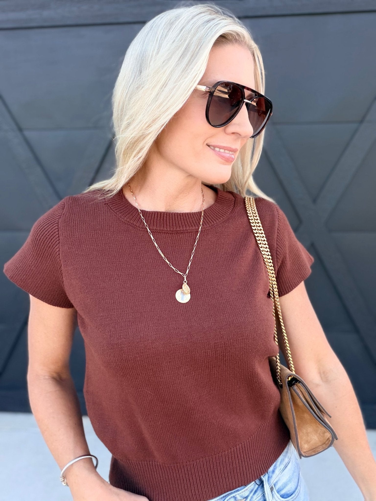 The Willow Sweater Tee In Pecan Brown - Infinity Raine