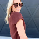 The Willow Sweater Tee In Pecan Brown - Infinity Raine