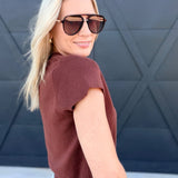 The Willow Sweater Tee In Pecan Brown - Infinity Raine