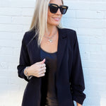 The Workshop Studio Outerwear - Blazers 3/4 Ruched Sleeve Blazer In Black