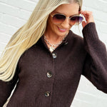 The Workshop Studio Outerwear - Cardigans Side Split Knit Cardigan In Brown