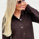 The Workshop Studio Outerwear - Cardigans Side Split Knit Cardigan In Brown