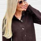 The Workshop Studio Outerwear - Cardigans Side Split Knit Cardigan In Brown
