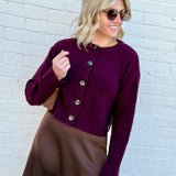 The Workshop Studio Outerwear - Cardigans Side Split Knit Cardigan In Plum