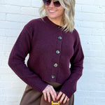 The Workshop Studio Outerwear - Cardigans Side Split Knit Cardigan In Plum