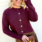 The Workshop Studio Outerwear - Cardigans Side Split Knit Cardigan In Plum