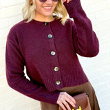 The Workshop Studio Outerwear - Cardigans Side Split Knit Cardigan In Plum