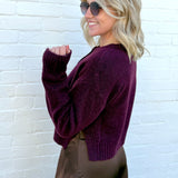 The Workshop Studio Outerwear - Cardigans Side Split Knit Cardigan In Plum