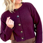 The Workshop Studio Outerwear - Cardigans Side Split Knit Cardigan In Plum