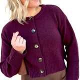 The Workshop Studio Outerwear - Cardigans Side Split Knit Cardigan In Plum