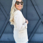 3/4 Sleeve Collared Blazer In Natural - Infinity Raine
