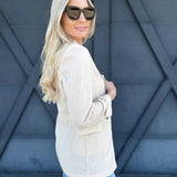 3/4 Sleeve Collared Blazer In Natural - Infinity Raine