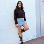 The Workshop Studio Tops - Sweaters Crewneck Cropped Sweater in Brown