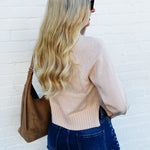 The Workshop Studio Tops - Sweaters Mock Neck Knit Cropped Sweater In Light Khaki