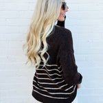 The Workshop Studio Tops - Sweaters Stripe Front Seam Sweater In Brown