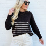 The Workshop Studio Tops - Sweaters Stripe Front Seam Sweater In Brown