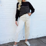 The Workshop Studio Tops - Sweaters Stripe Front Seam Sweater In Brown