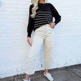 The Workshop Studio Tops - Sweaters Stripe Front Seam Sweater In Brown