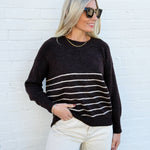 The Workshop Studio Tops - Sweaters Stripe Front Seam Sweater In Brown